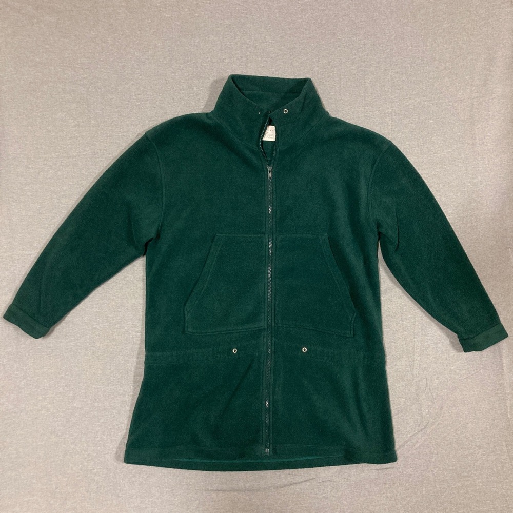 Partners Vintage Forest Green Full Zip Fleece Jacket Tunic Length Womens Medium